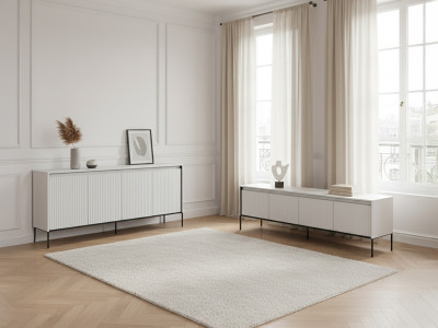 Ensemble LENARA avec buffet 193 cm + meuble TV 193 cm avec tasseaux et LED
