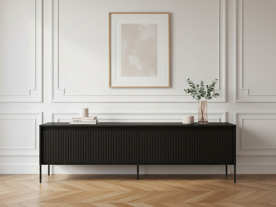 Meuble TV 4 portes 193 cm LENARA avec tasseaux et LED