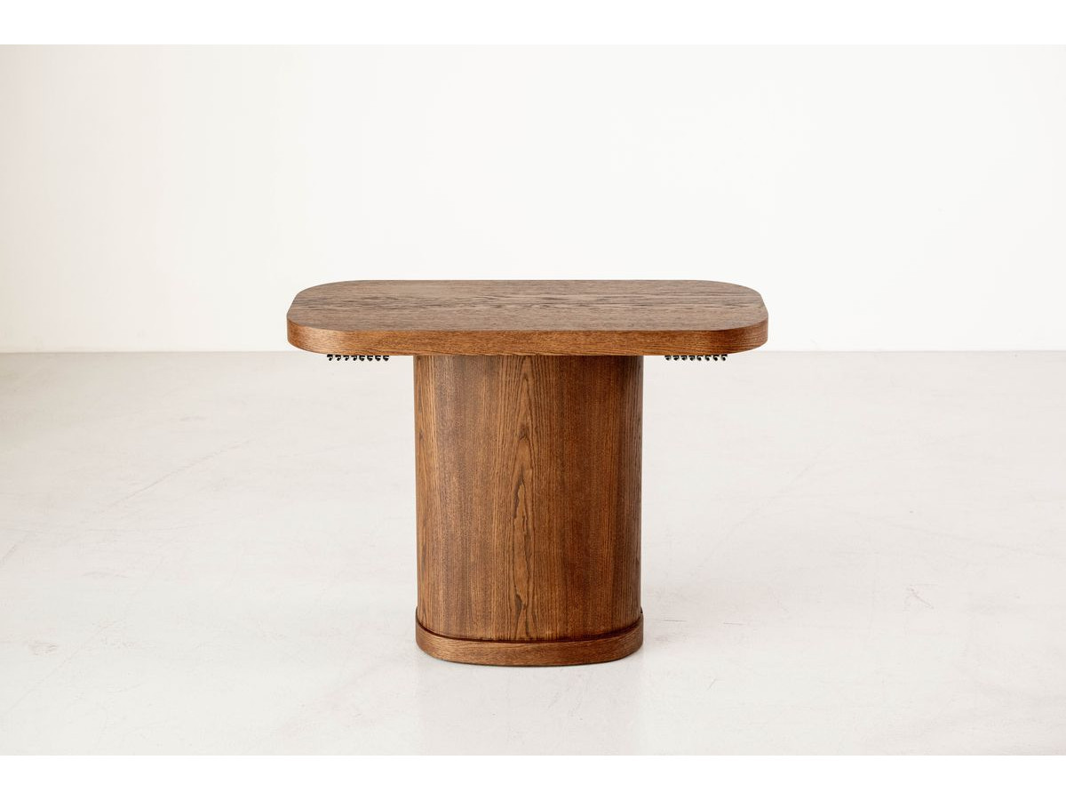 Ensemble avec console extensible 43 à 187 cm CASSIS + 4 chaises BORELY placage chêne massif et tissu bouclette