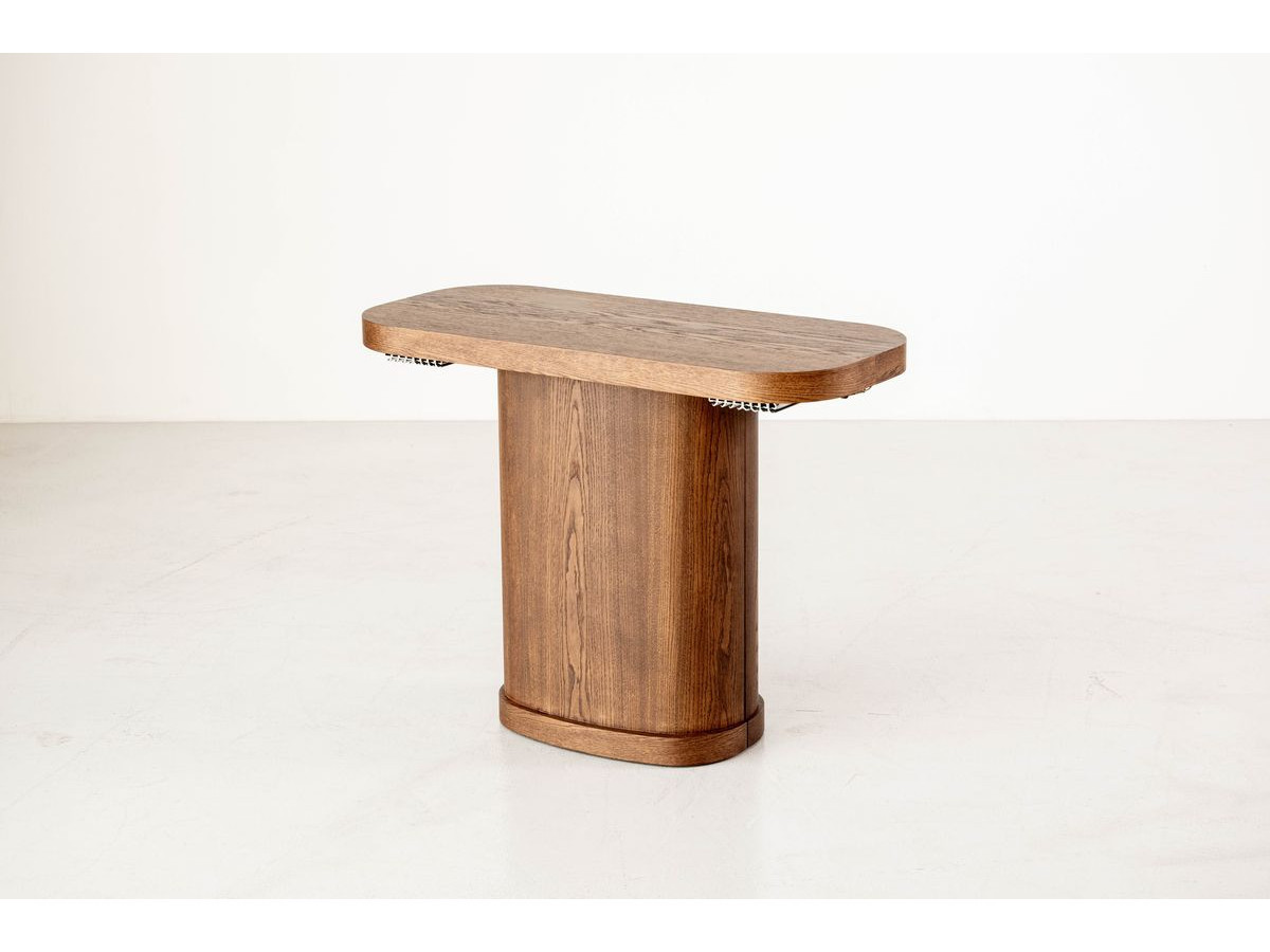 Ensemble avec console extensible 43 à 187 cm CASSIS + 4 chaises BORELY placage chêne massif et tissu bouclette