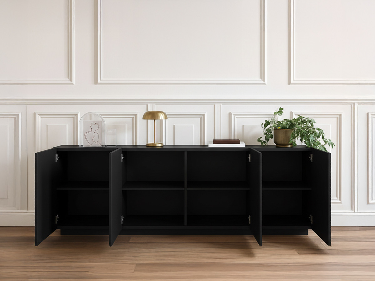 Buffet 4 portes 200 cm ALICE noir — vue 4