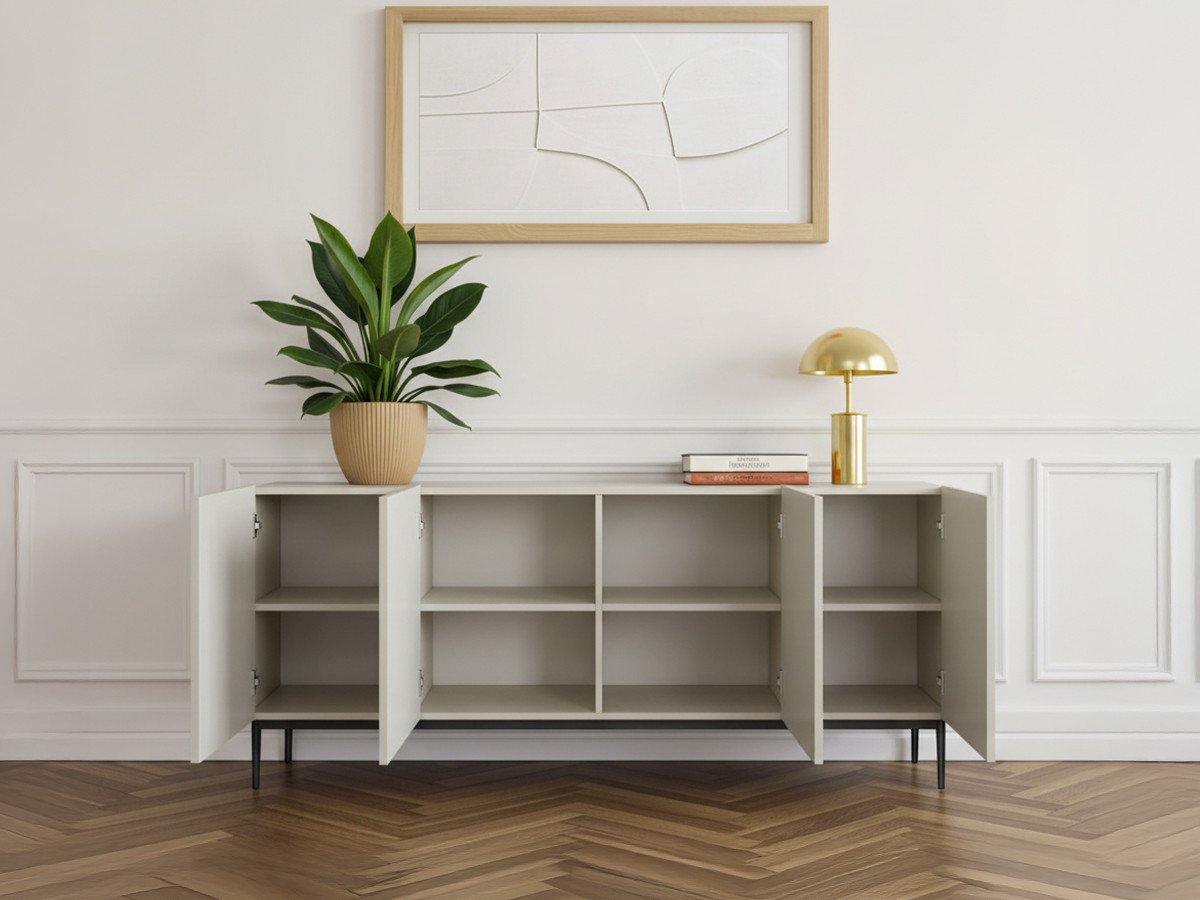 KASHA 4-deurs dressoir 200 cm Zwarte poten