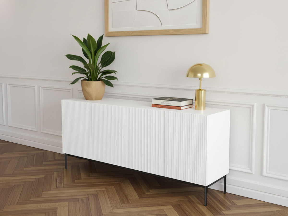 Buffet 4 portes 200 cm KASHA Pieds noir blanc — vue 4