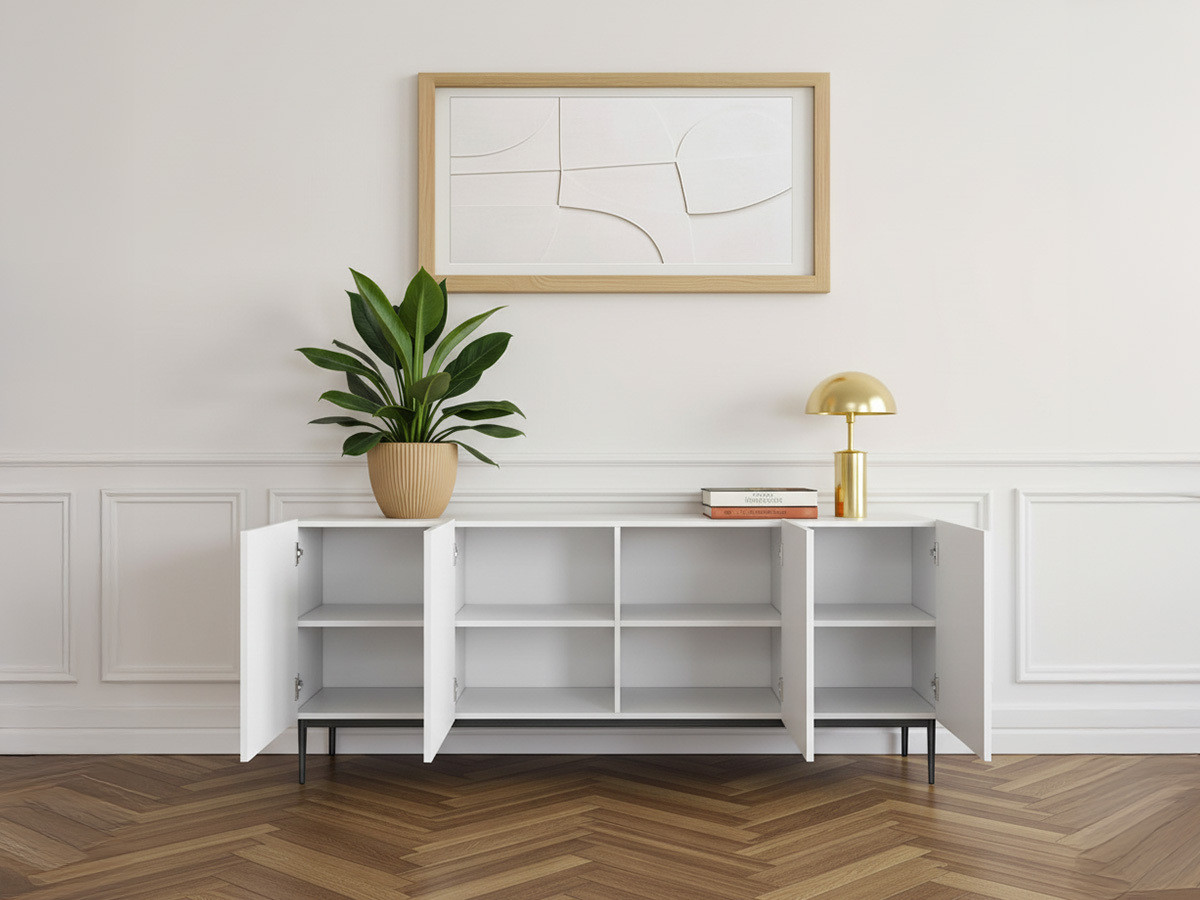 KASHA 4-deurs dressoir 200 cm Zwarte poten