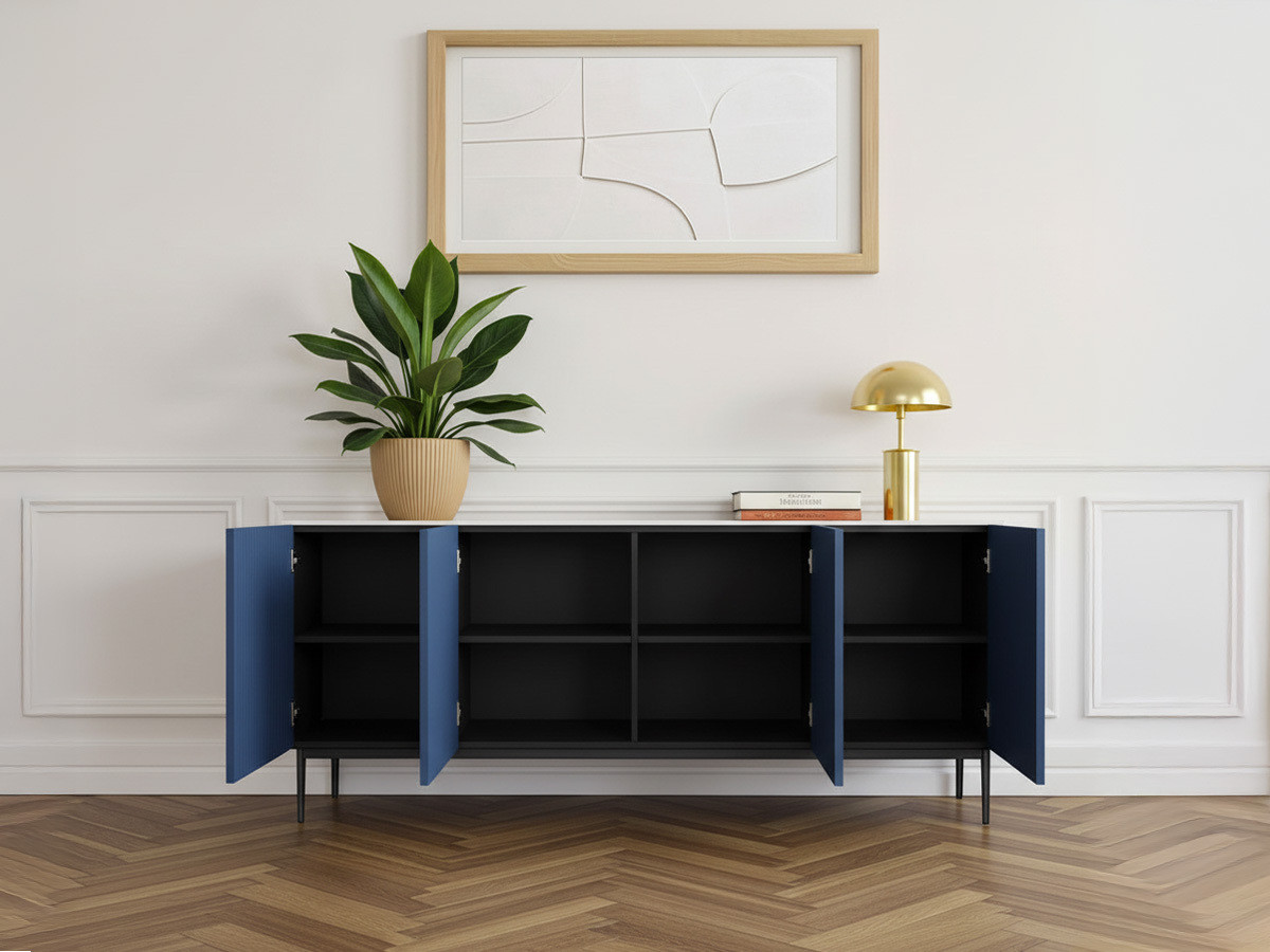 KASHA 4-deurs dressoir 200 cm Zwarte poten