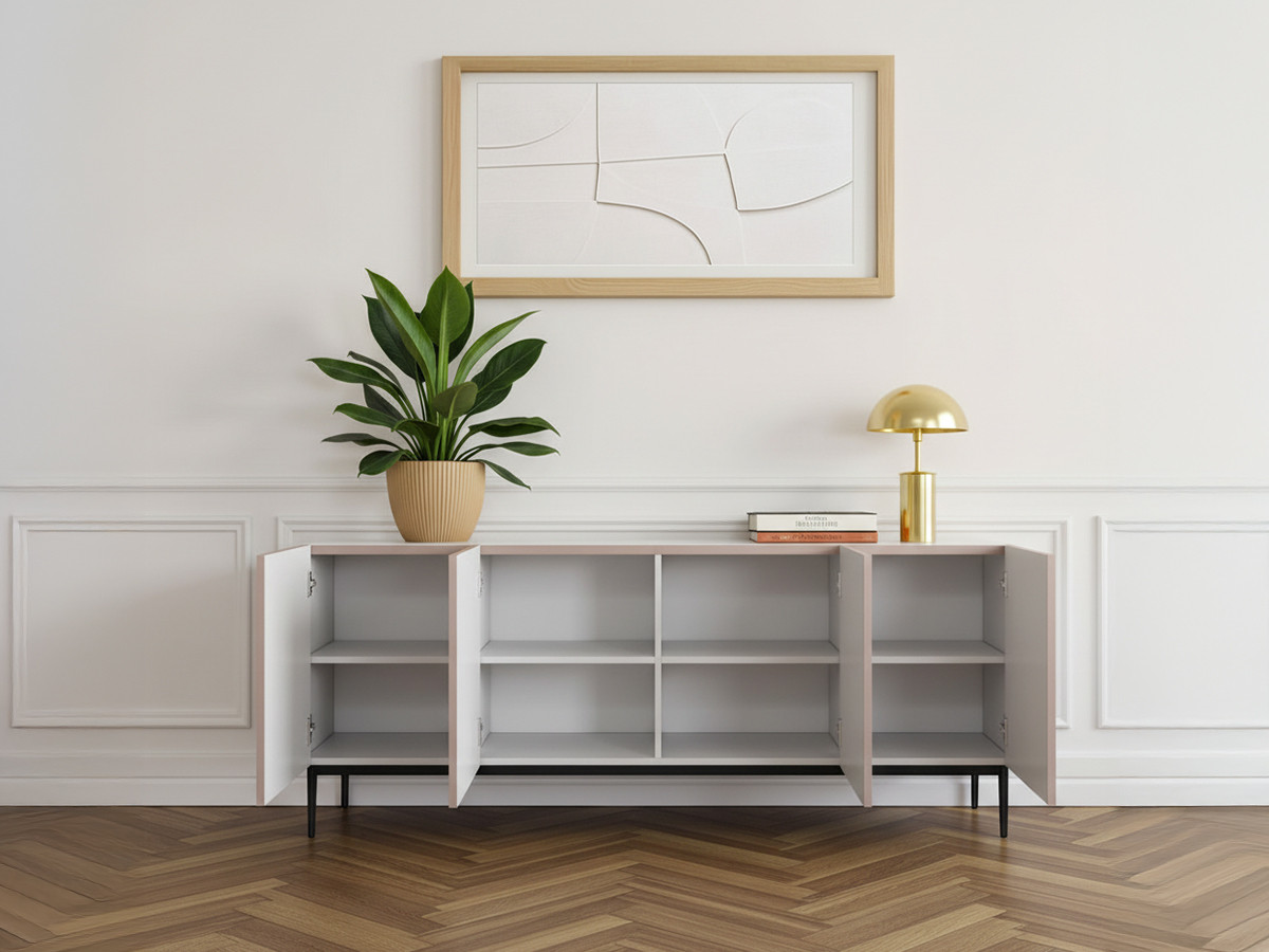 Buffet 4 portes 200 cm KASHA Pieds noir rose — vue 5