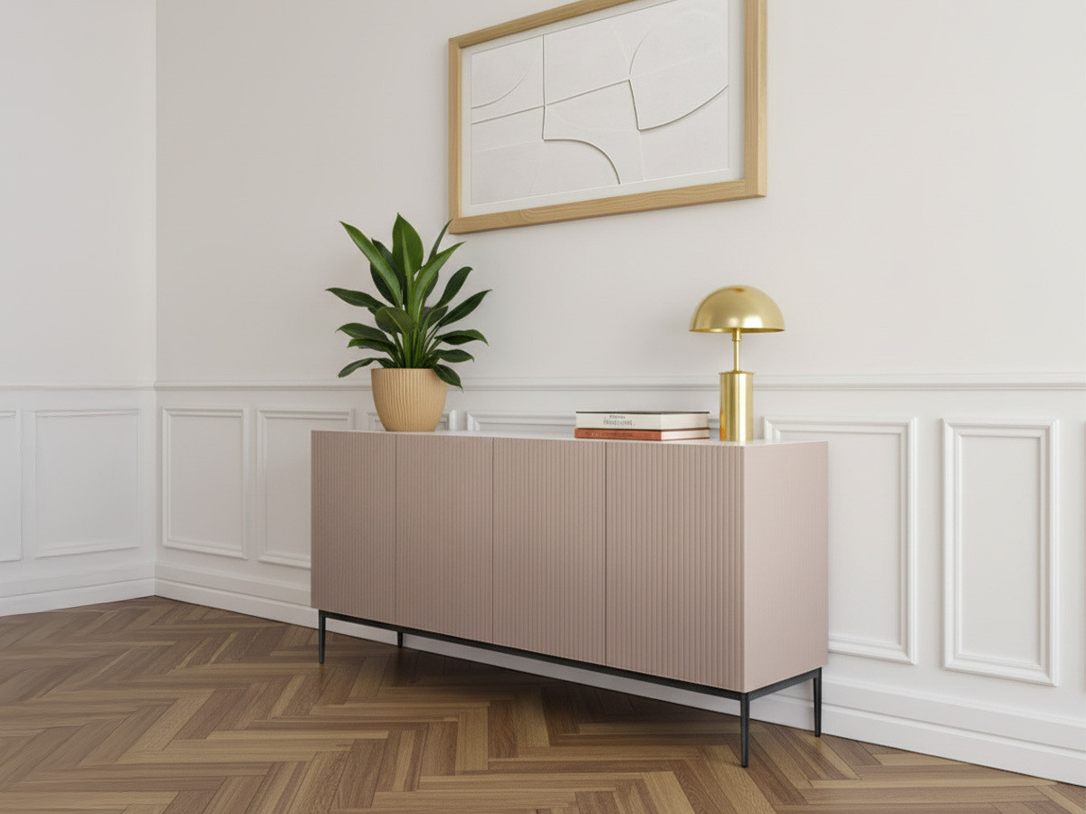 Buffet 4 portes 200 cm KASHA Pieds noir rose — vue 4