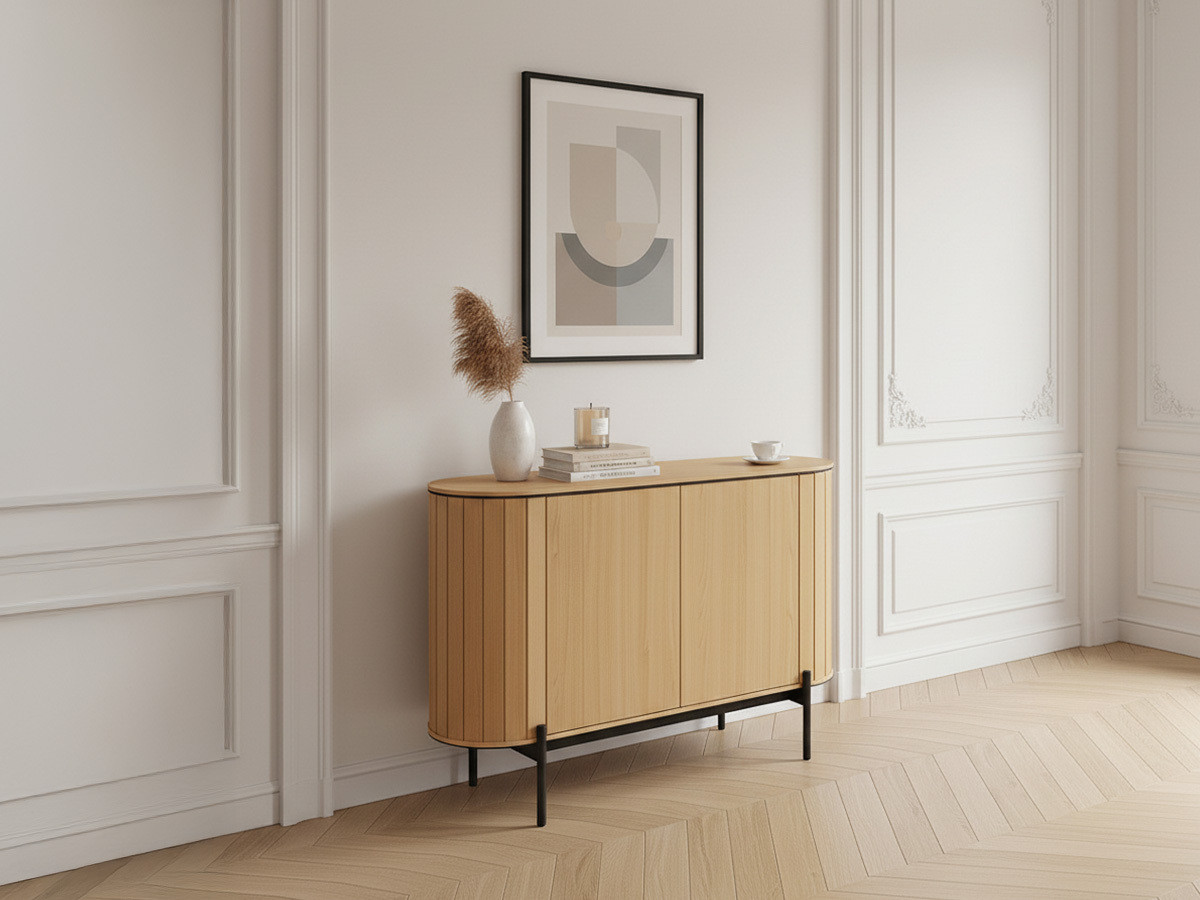 Buffet arrondi 2 portes 124 cm AMBOISE couleur chêne