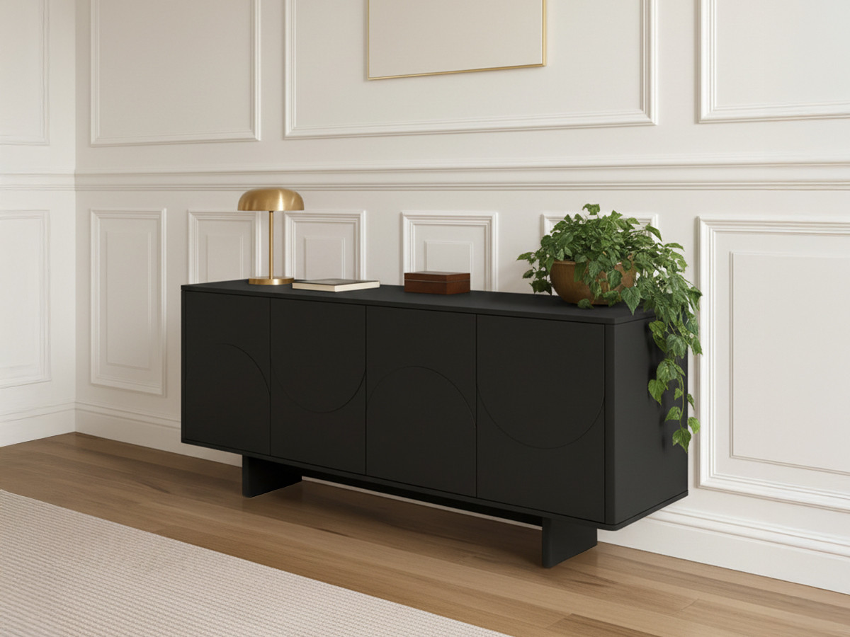 Buffet 4 portes 180 cm ESTEBAN formes géométriques noir — vue 4