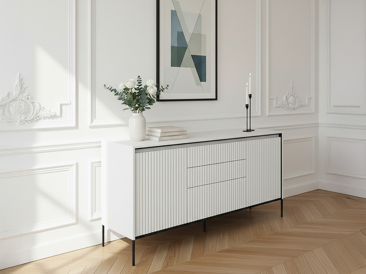 LENARA 2-deurs dressoir 166 cm met lamellen en LED's