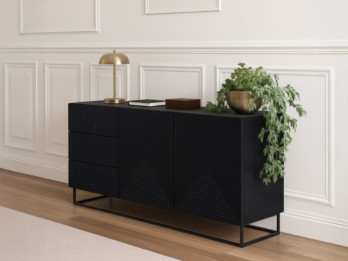 Buffet 2 portes 167 cm ALICE pieds en métal noir — vue 5