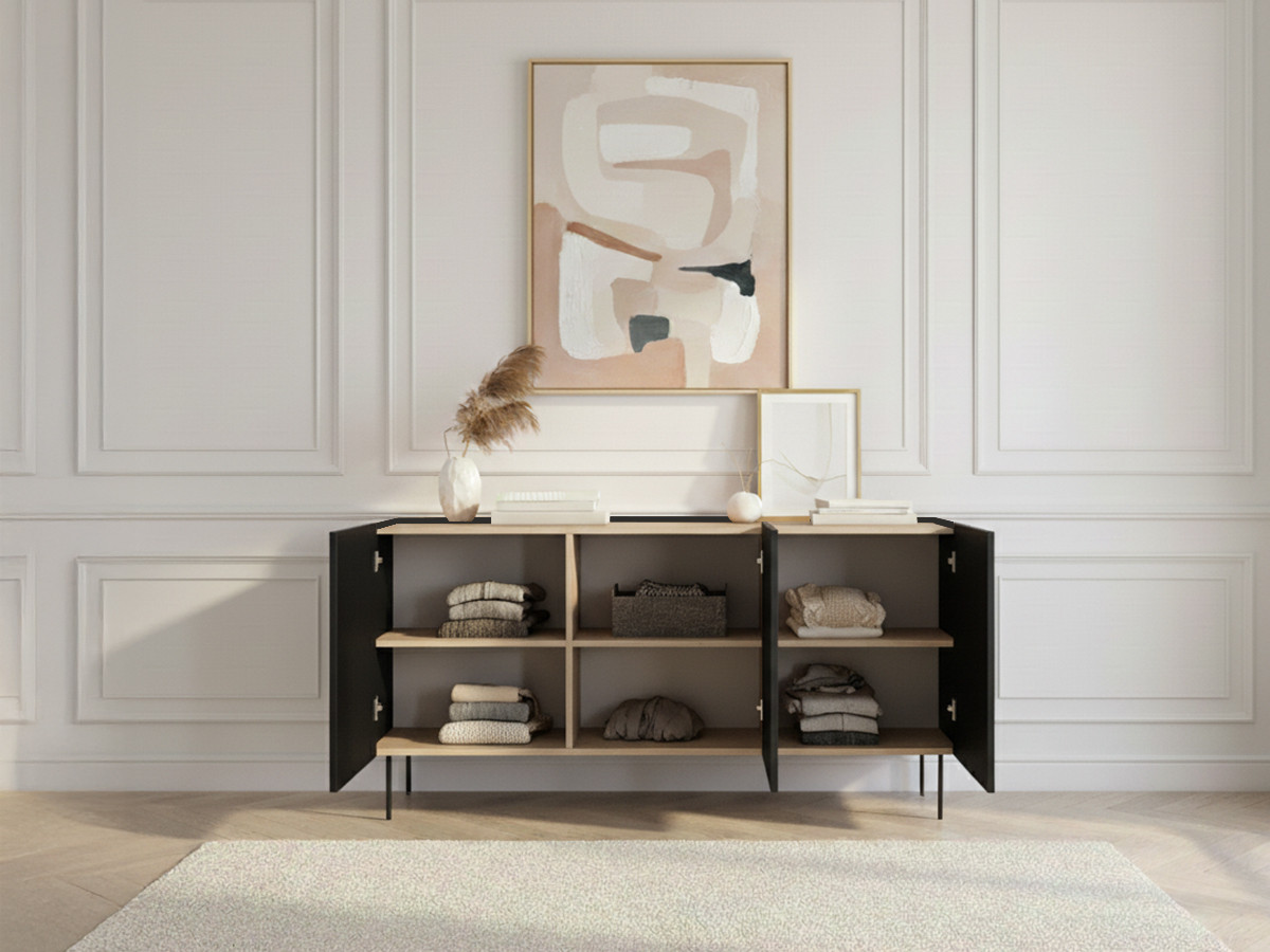 Buffet 3 portes 170 cm ATLAS noir — vue 5