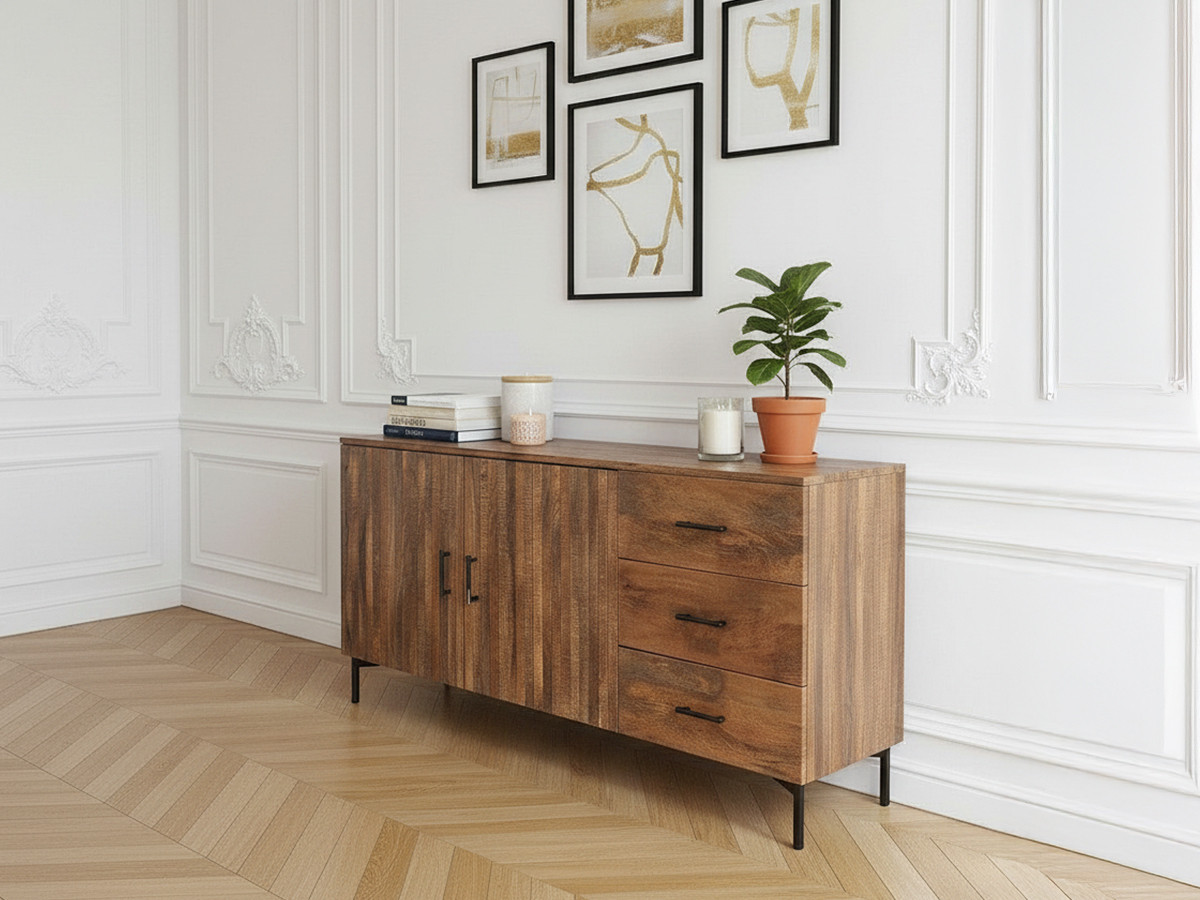 Buffet 2 portes 160 cm BALTHAZAR Bois massif de manguier — vue 5