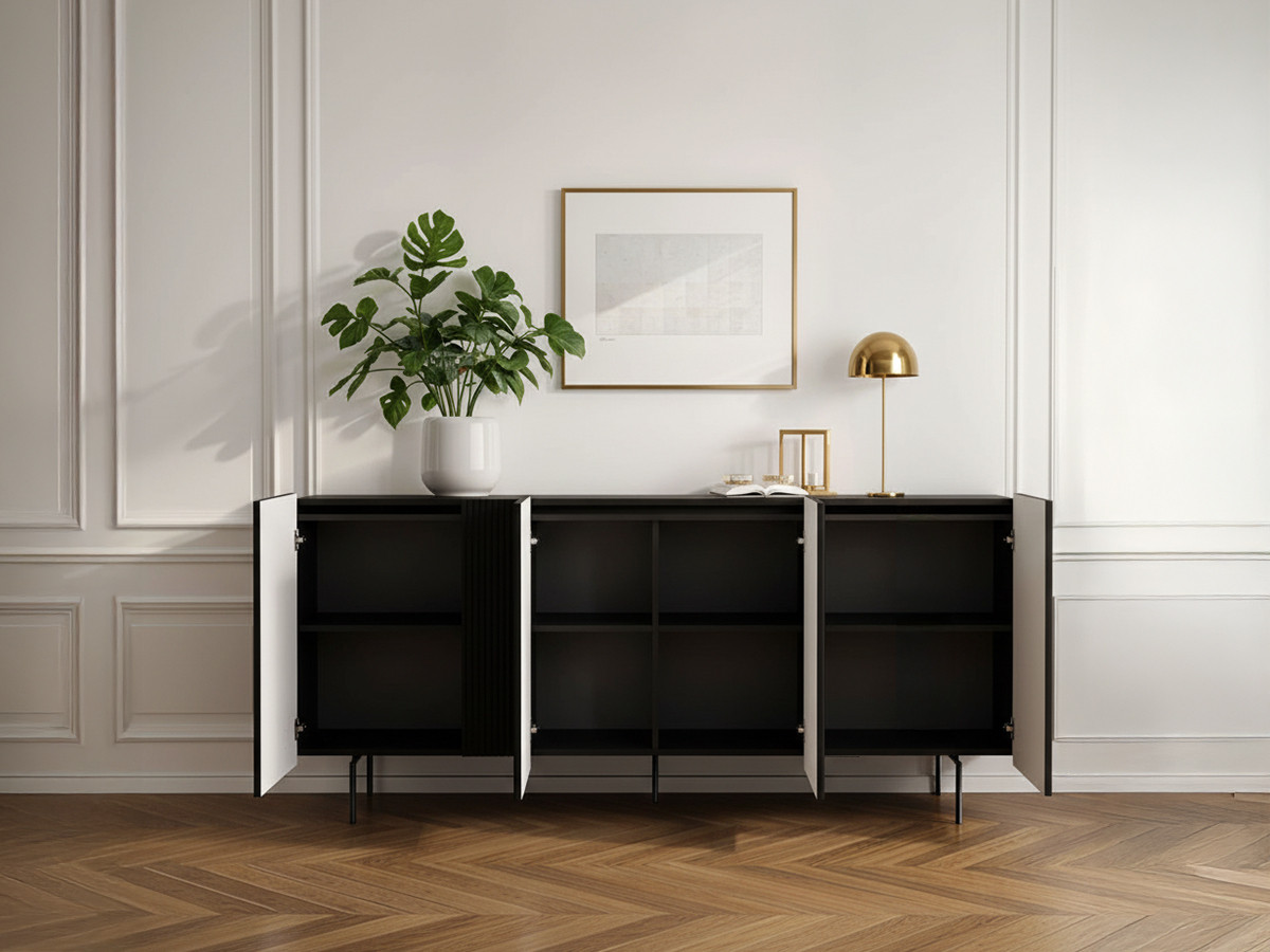 Buffet 4 portes 200 cm MATHILDE pieds noir — vue 5