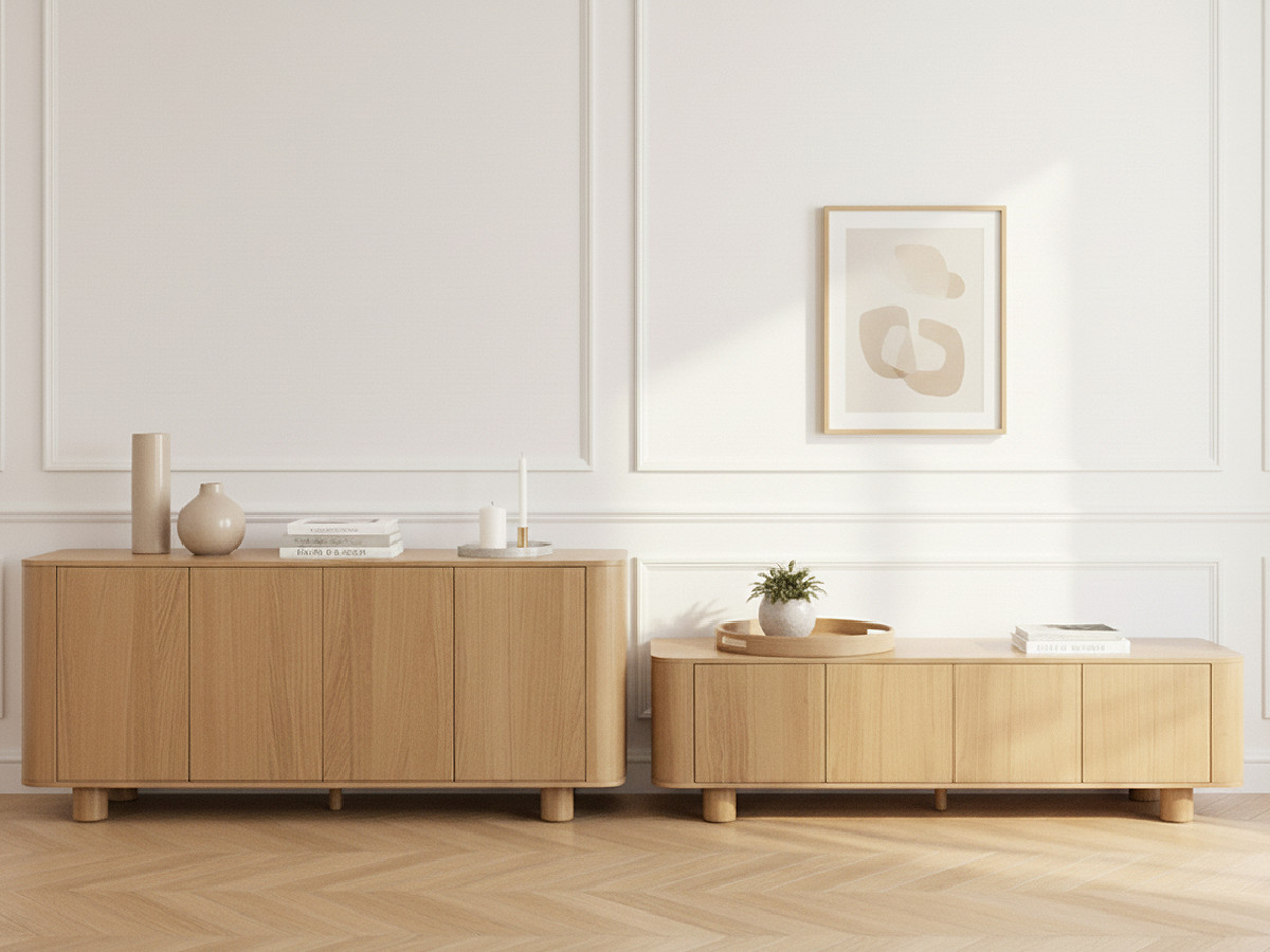 Buffet 4 portes 180 cm MALO placage chêne massif