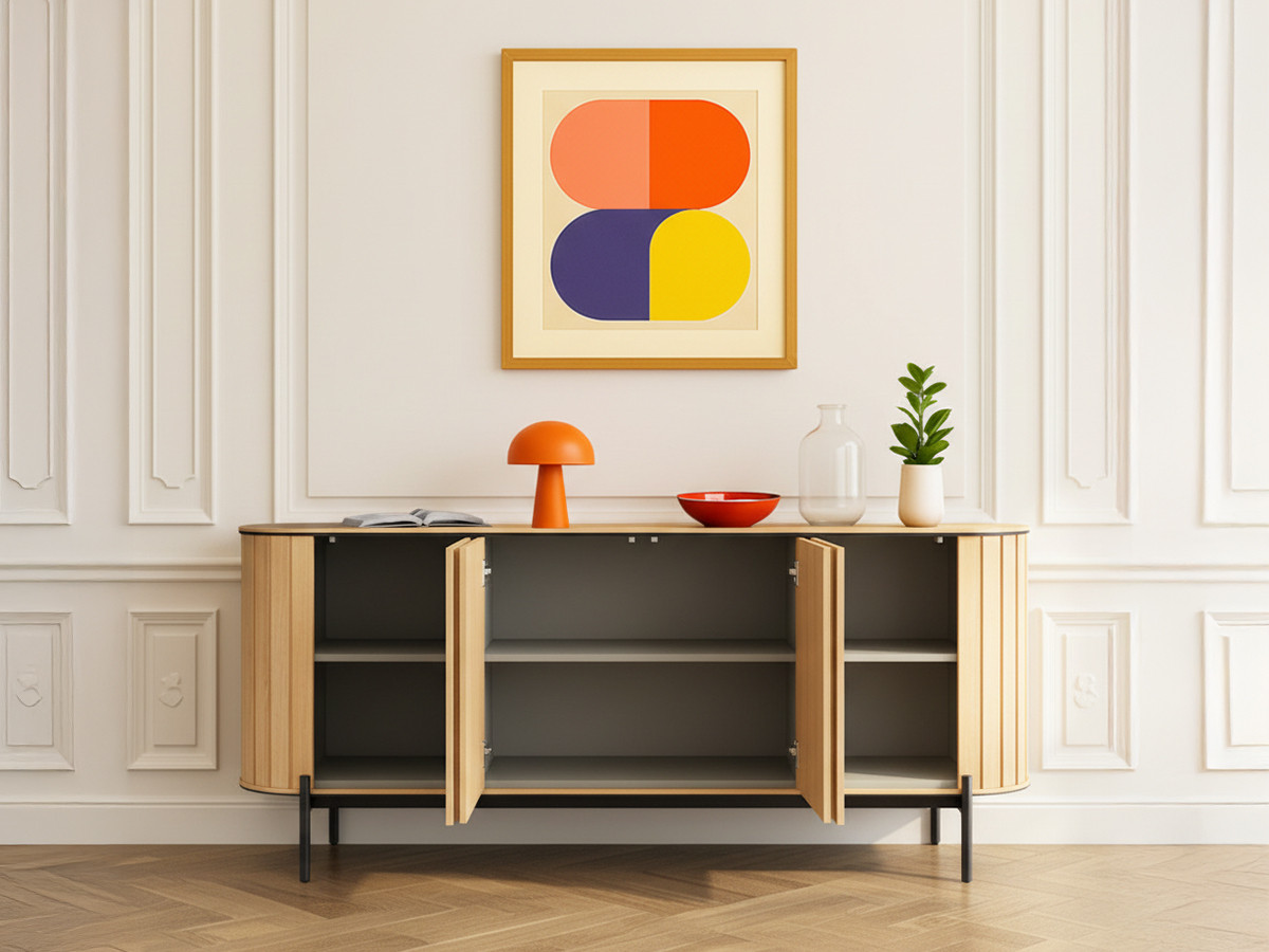Buffet arrondi 4 portes 200 cm AMBOISE couleur chêne — vue 4