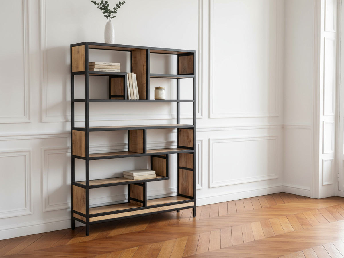 BEAUBOURG boekenkast, 180 cm hoog, massief mangohout