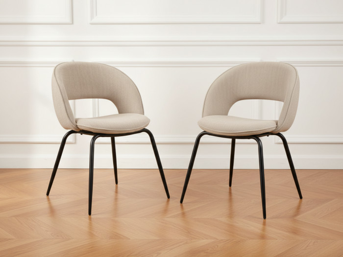 Lot de 2 chaises DOMI tissu texturé