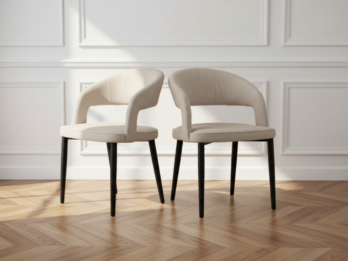 Lot de 2 chaises LOUIS tissu texturé