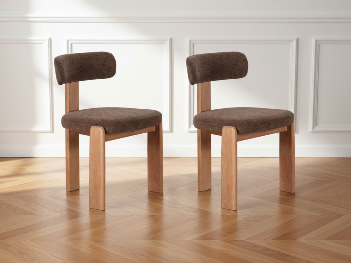 Lot de 2 chaises TANYA chêne massif et tissu texturé