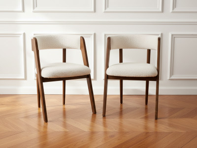 Lot de 2 chaises BASTIDE placage chêne massif et tissu bouclette