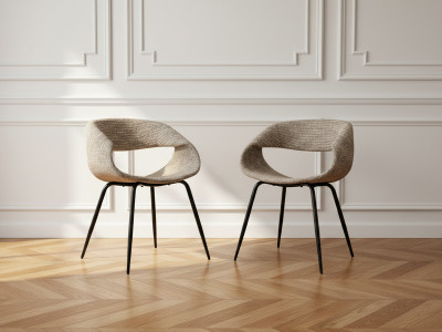 Lot de chaises ISABELLE tissu texturé pieds noirs
