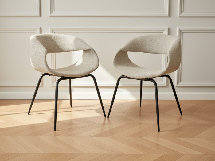 Lot de 2 chaises ISABELLE tissu texturé