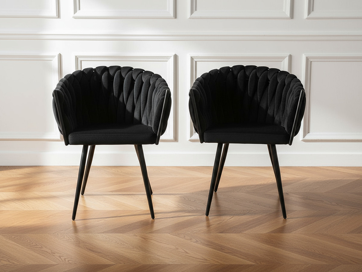 Lot de 2 fauteuils de table CHARLOTTE velours noir