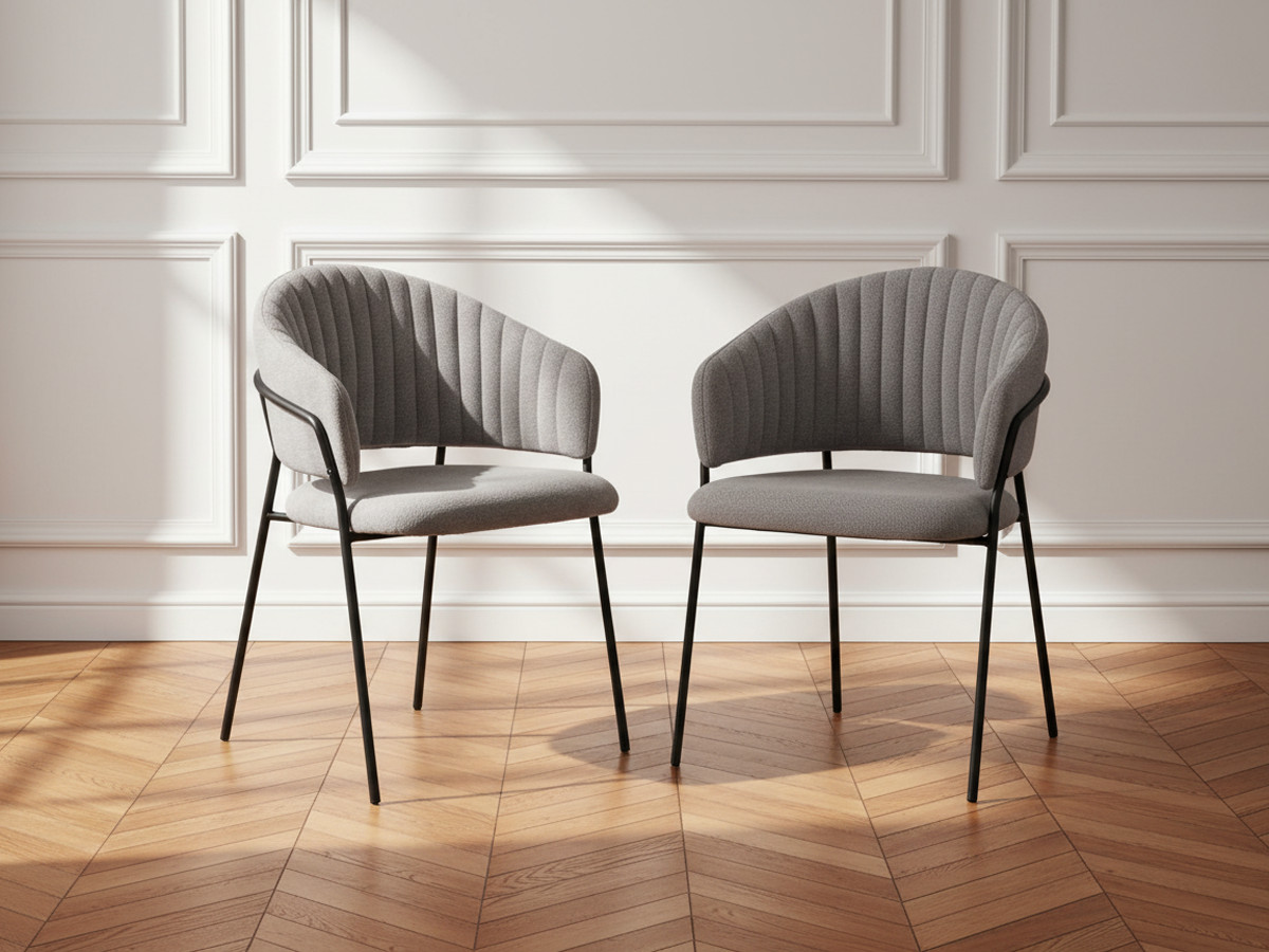 Lot de 2 chaises LOU tissu texturé