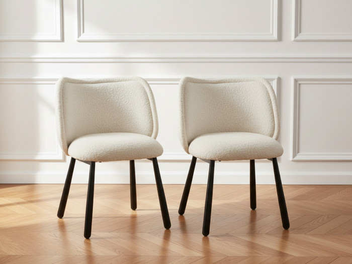 Lot de 2 chaises NALA tissu bouclette