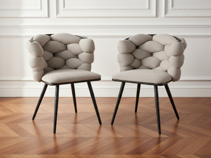 Lot de 2 chaises CHLOE Tissu texturé