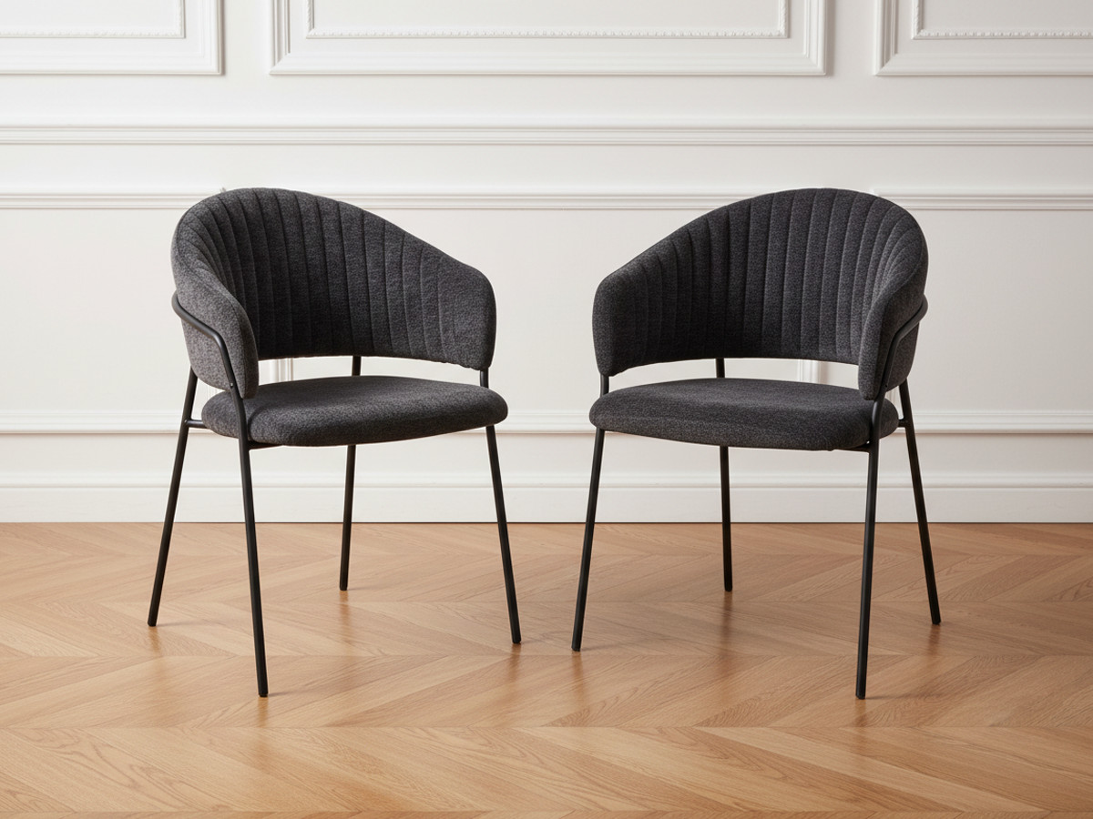 Lot de 2 chaises LOU tissu texturé