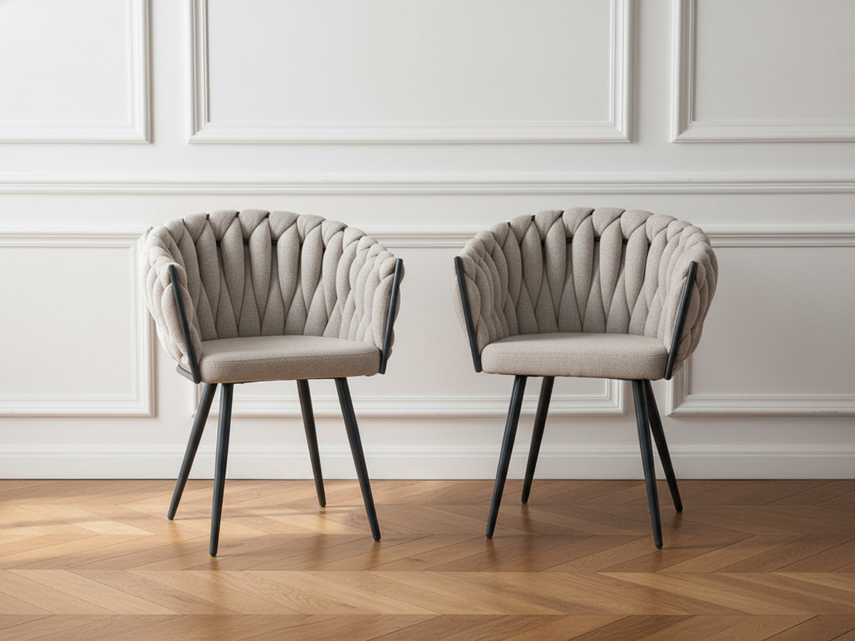 Lot de 2 fauteuil de table CHARLOTTE Tissu texturé