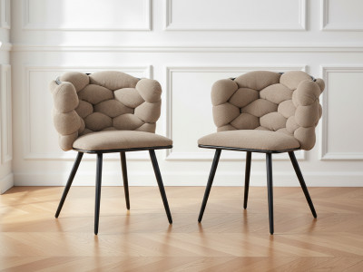 Lot de 2 chaises CHLOE tissu texturé et pieds métal noir