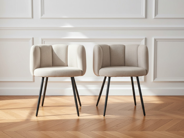 Lot de 2 chaises CELIA beige tissu texturé