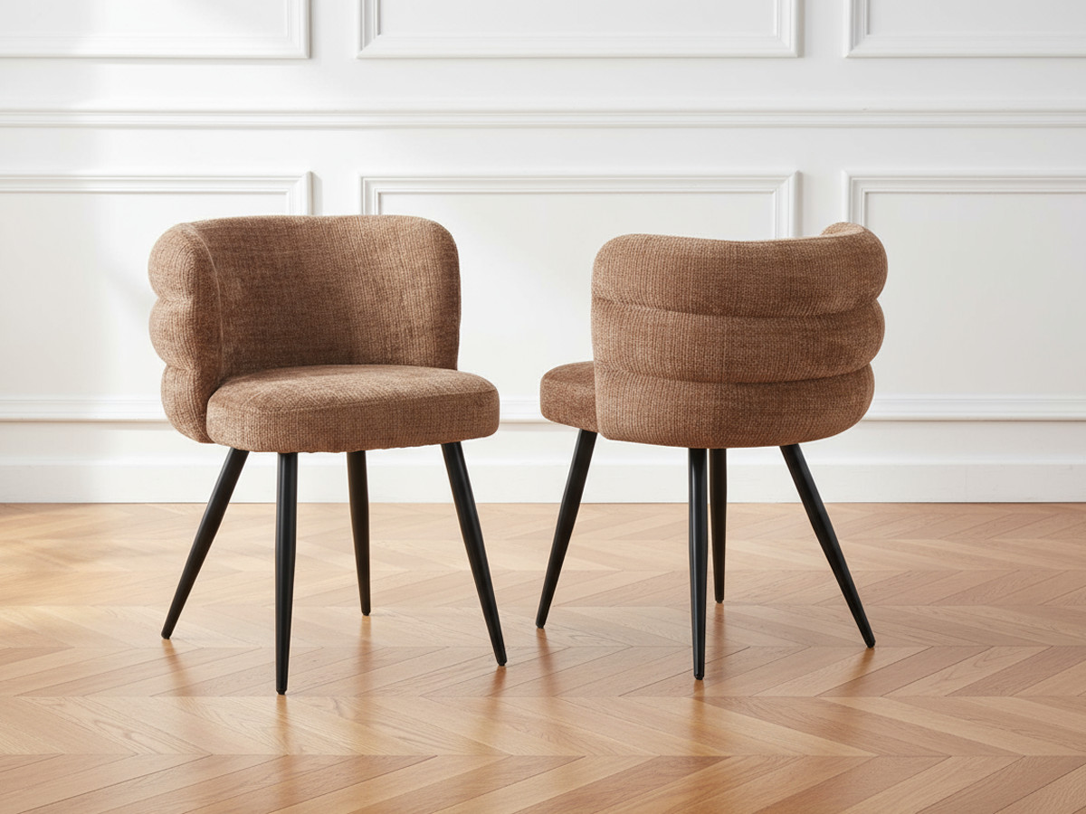 Lot de 2 chaises SOLEA tissu velours Lot de 2 chaises SOLEA tissu velours