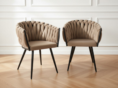 Lot de 2 fauteuils de table CHARLOTTE Tissu velours