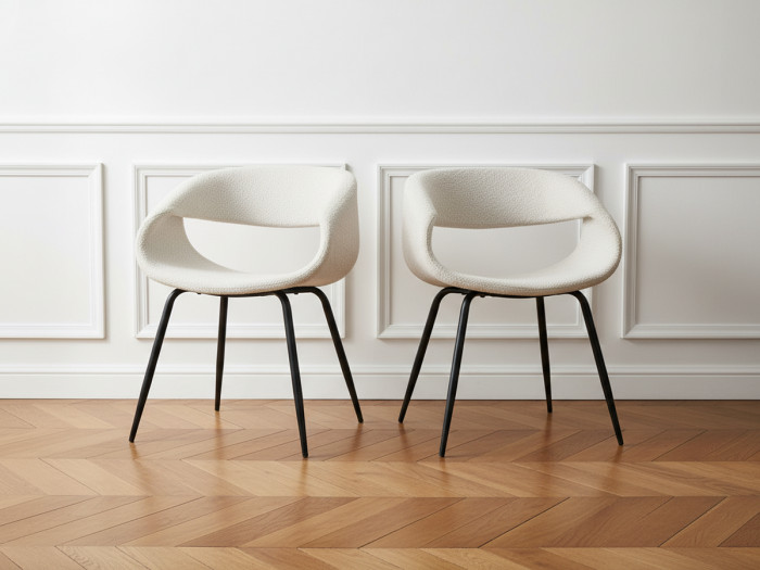 Lot de 2 chaises ISABELLE tissu bouclette