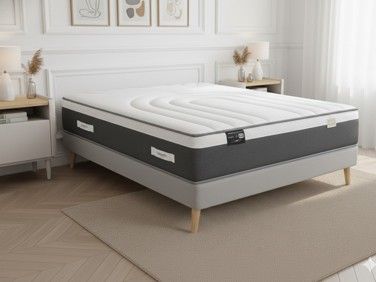 Ensemble matelas hybride ressorts ensachés et mousse à mémoire de forme EYLAU + sommier — vue 3