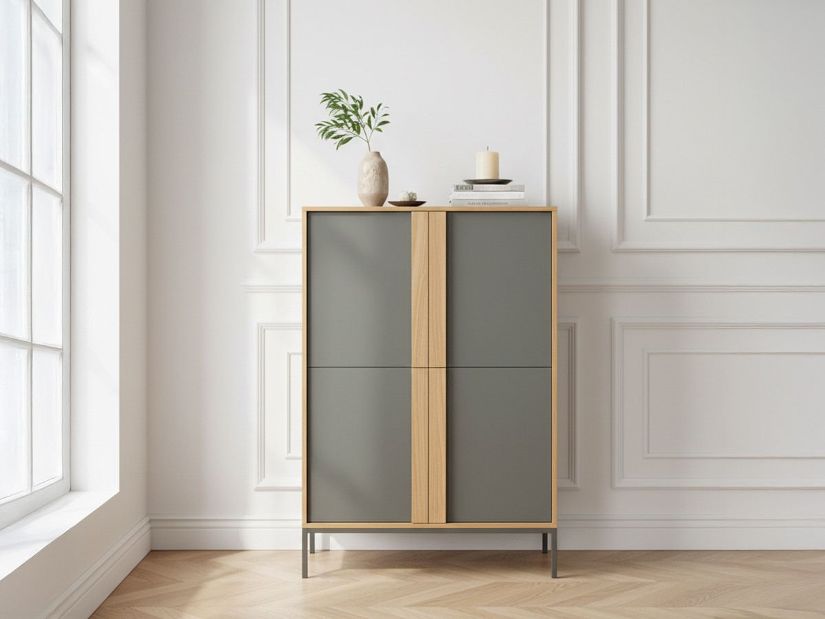Buffet haut 4 portes 90 cm SOHO pieds en métal