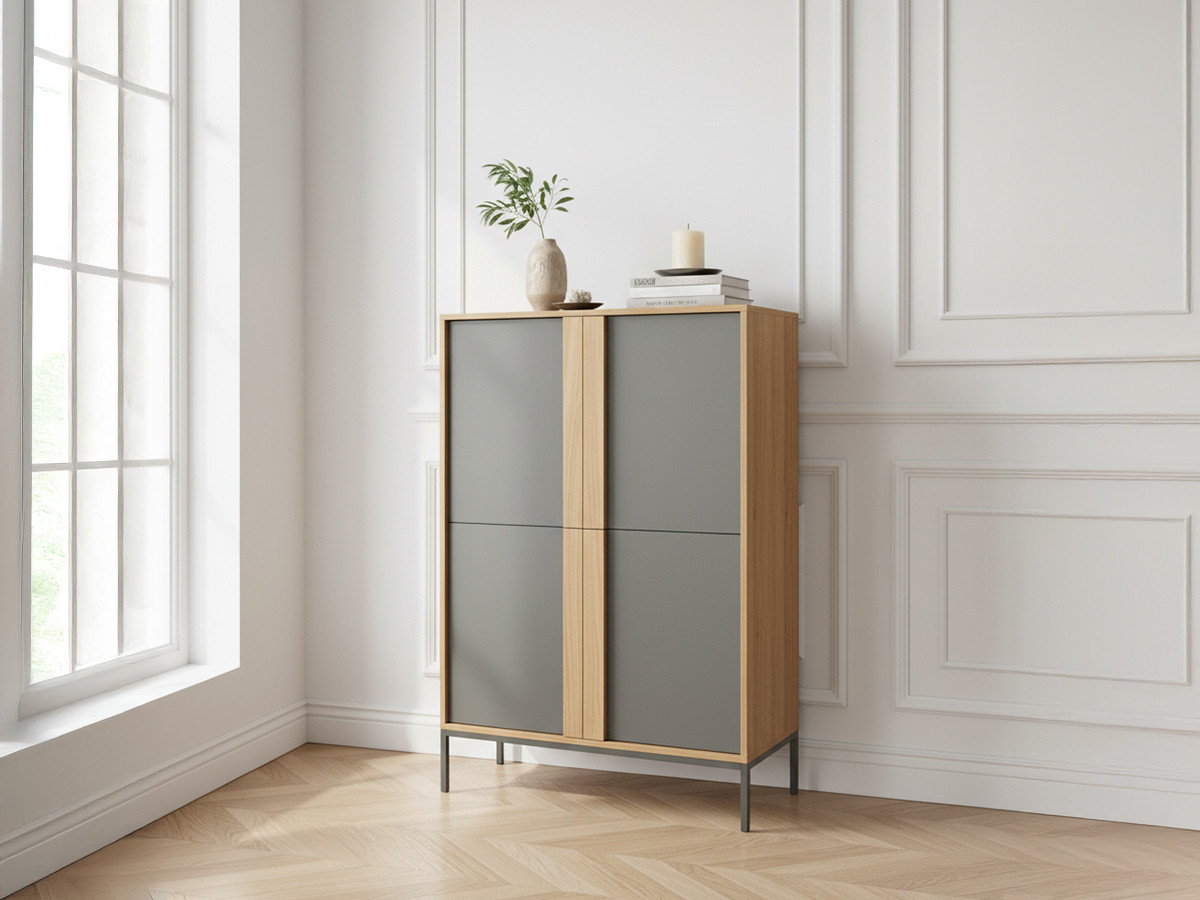 SOHO groen 4-deurs hoog dressoir 92 cm met metalen poten