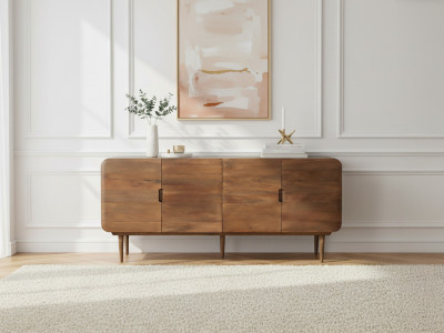 Buffet 4 portes 180 cm BRUNE bois massif de manguier