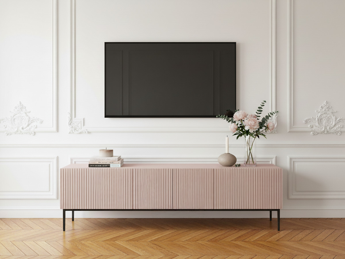 Meuble TV 200 cm KASHA Pieds noir