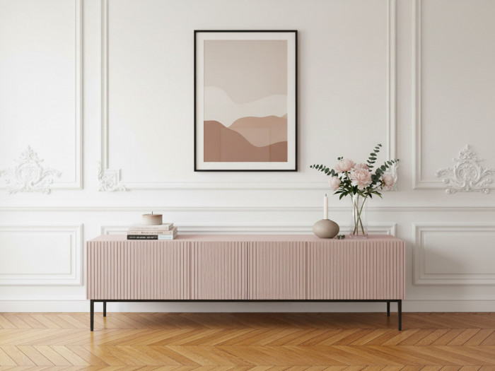 Meuble TV 200 cm KASHA pieds noirs