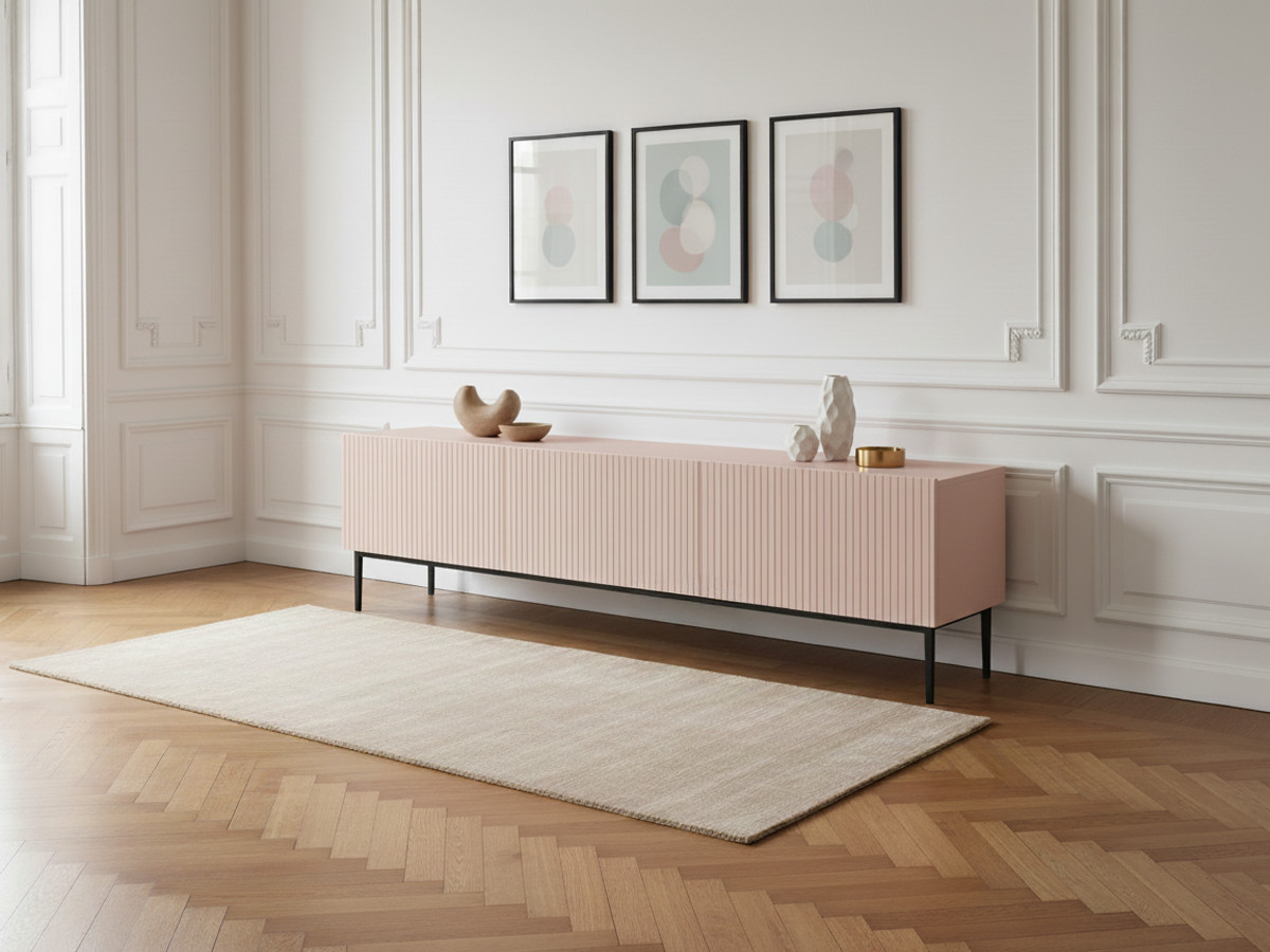 Meuble TV 200 cm KASHA Pieds noir