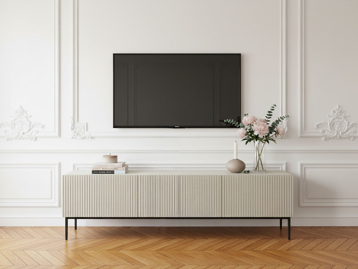 Meuble TV 200 cm KASHA Pieds noir