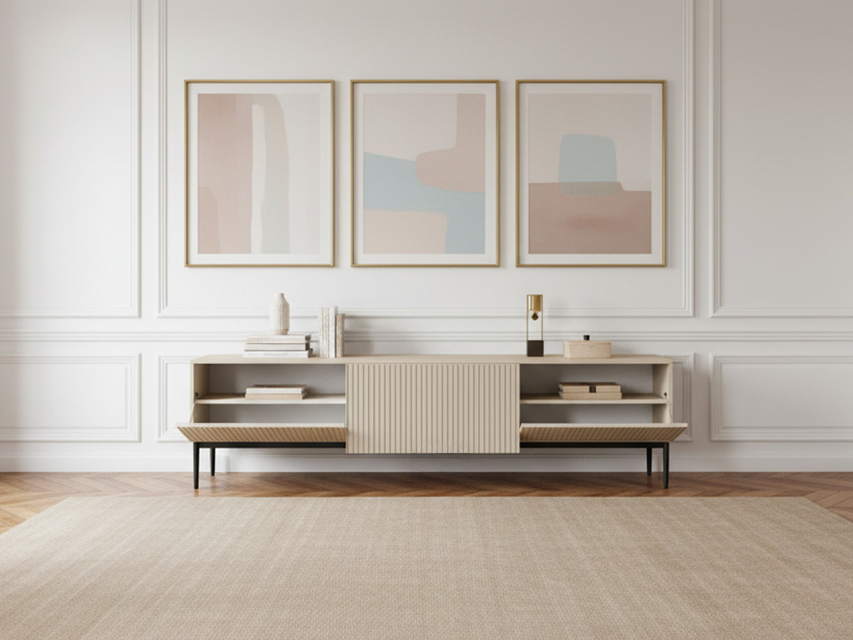 Meuble TV 200 cm KASHA Pieds noir