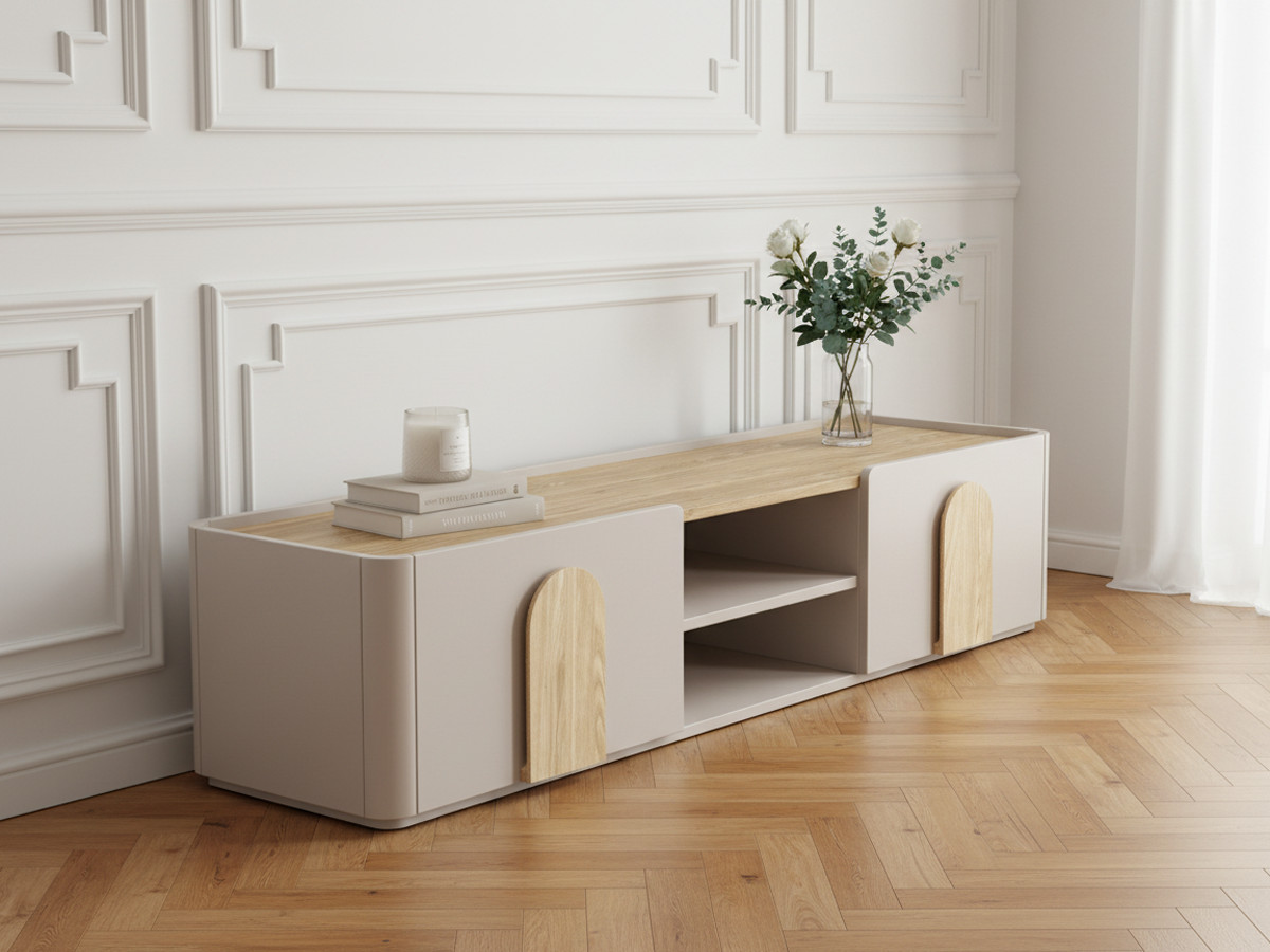 Meuble TV 1 porte 1 tiroir 170 cm ENYRA beige