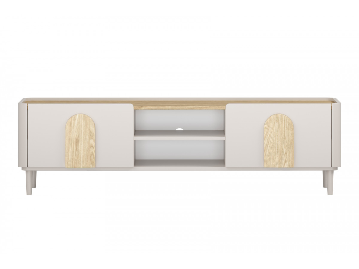 Meuble TV 1 porte 1 tiroir 170 cm ENYRA pieds en bois massif