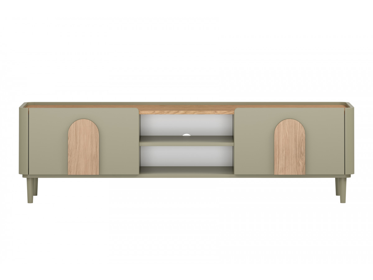 Meuble TV 1 porte 1 tiroir 170 cm ENYRA pieds en bois massif